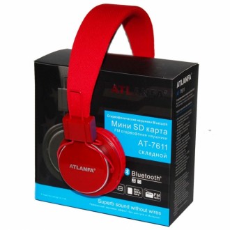 Беспроводные наушники Atlanfa AT - 7611 с Bluetooth, MP3 плеером и FM радио. 12 . . фото 3