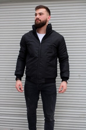 Артикул: 1680
 Утепленная мужская куртка бомбер чёрная
Размеры: S,M,L,XL | на фо. . фото 2