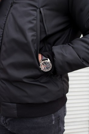 Артикул: 1680
 Утепленная мужская куртка бомбер чёрная
Размеры: S,M,L,XL | на фо. . фото 3