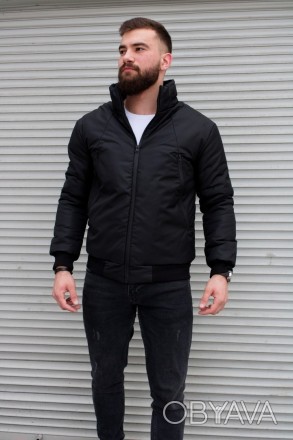 Артикул: 1680
 Утепленная мужская куртка бомбер чёрная
Размеры: S,M,L,XL | на фо. . фото 1