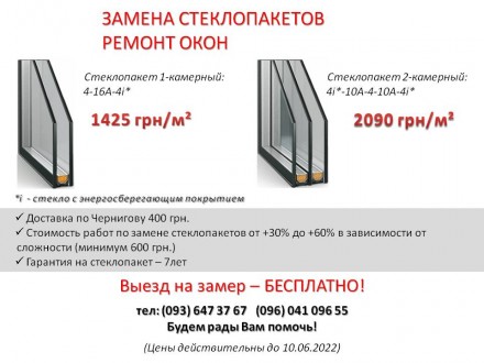 Замена стеклопакетов, ремонт окон, остекление, замена фурнитуры, монтаж. Чернигов. фото 1 Замена стеклопакетов, ремонт окон, остекление, замена фурнитуры, монтаж. Чернигов. фото 1