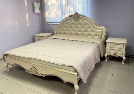 Предлагаем шикарную дубовую кровать Венециано с резьбой и каретной стяжкой из ма. . фото 2