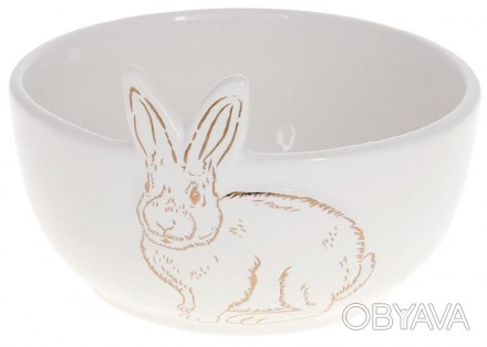 Набор 2 керамических пиалы "Bunny". Размер: 12х12х7см. Белая эмаль с рисунком ми. . фото 1