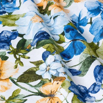 Декоративная ткань синие и желтые бабочки в цветах акварель 280см лонета. . фото 2