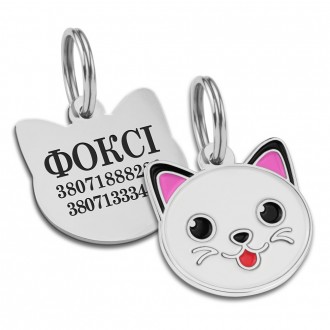 Медальон адресник эмалированный для собак и котов с лазерной гравировкой из лату. . фото 2