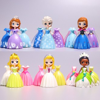 Набор кукол 6 шт "Принцессы Диснея" и комплект платьев 18 шт - Princesses Disney. . фото 2