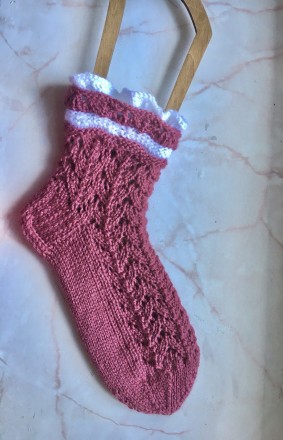 В’язані ажурні шкарпетки для жінок, ручна робота, нитка нова, напівбавовна. . фото 3