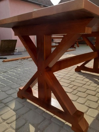 Стол деревянный садовый LNK "Песочные часы" 75x300 см. - идеально подойдет в бес. . фото 5