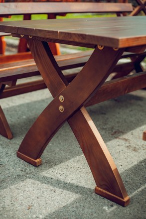 Стол деревянный садовый LNK "Песочные часы" 75x200 см. - идеально подойдет в бес. . фото 4