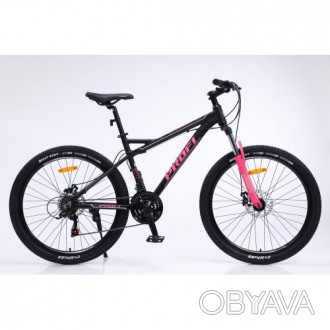 Алюм.рама 17 ", SHIMANO 21SP, алюм.DB, FW TZ500, чорно-малиновий. . фото 1