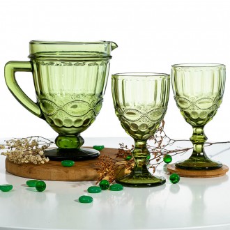 Кувшин из серии посуды "Изумруд"выполнен из прозрачного цветного стекла украсит . . фото 3
