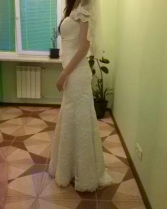 Продаю весільну сукню р44ua, колір шампань, індивідуальний пошив по французькому. . фото 4
