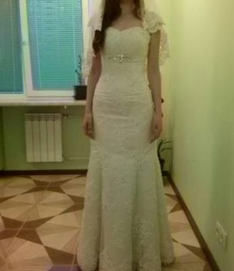 Продаю весільну сукню р44ua, колір шампань, індивідуальний пошив по французькому. . фото 5