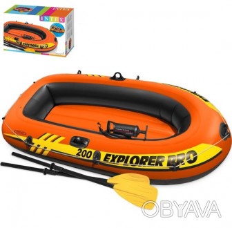 Лодка надувная с насосом и веслами Explorer Pro 200 TM Intex арт. 58357 
Надувна. . фото 1