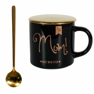 Чашка с крышкой и ложкой WESTHILL FOR MOM MCO21-141 (360мл). . фото 2