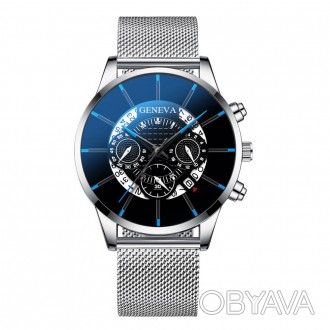 Мужские кварцевые часы Geneva с металлическим ремешком - это классический аксесс. . фото 1