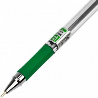 Ручка масляна Hiper Max Writer HO-335 2500 м 0,7 мм зелена корпус прозорий HO-33. . фото 2