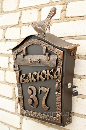 Кованый почтовый ящик с номером дома и адресом "Синичка" предназначен . . фото 3