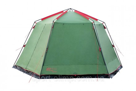 Большой шестигранный кемпинговый тент-шатер. Шатер Tramp Lite Mosquito green TLT. . фото 5
