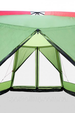 Большой шестигранный кемпинговый тент-шатер. Шатер Tramp Lite Mosquito green TLT. . фото 6