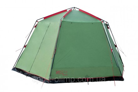 Большой шестигранный кемпинговый тент-шатер. Шатер Tramp Lite Mosquito green TLT. . фото 4