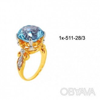 Сказочно красивое кольцо из красного золота 585 пробы с голубым топазом - аксесс. . фото 1