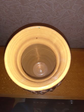 Элегантная керамическая ваза с ярким глянцевым декором коричневого цвета. Идеаль. . фото 5