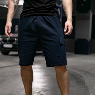 Мужские шорты летние молодежные Miami стрейч-коттон синий долговечность при ежед. . фото 5
