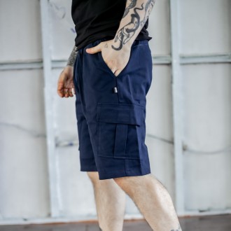 Мужские шорты летние молодежные Miami стрейч-коттон синий долговечность при ежед. . фото 3