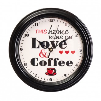 Круглі годинник "Любов і кава чорні" представляють собою твір сучасного мистецтв. . фото 3