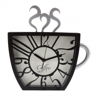 Настінний годинник "Чашка, чорний" представлений в унікальному вінтажному образі. . фото 2