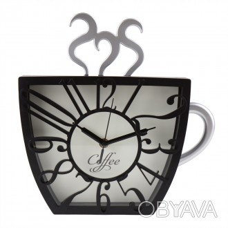 Настінний годинник "Чашка, чорний" представлений в унікальному вінтажному образі. . фото 1