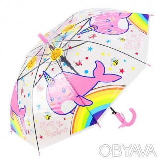 Яркий зонтик с насыщенным принтом в виде фламинго. Имеет прочную металлическую к. . фото 1