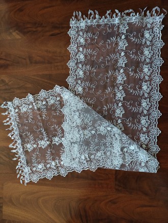 Кружевные шарфы для венчания. Шарфы на крещение. Свадебный платок для невесты. Т. . фото 11