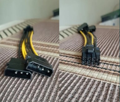 Переходник с двух 4pin разъемов Molex на 6+2 pin PCI-E. Можно подключить питание. . фото 4
