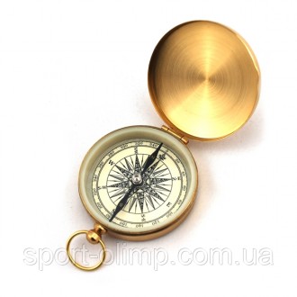 Карманный компас в латунном корпусе с откидной крышкой и кольцом. Лимб (цифербла. . фото 3