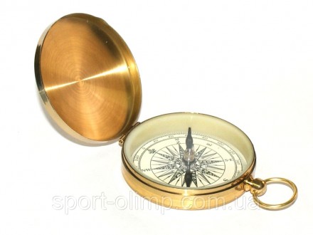 Карманный компас в латунном корпусе с откидной крышкой и кольцом. Лимб (цифербла. . фото 4