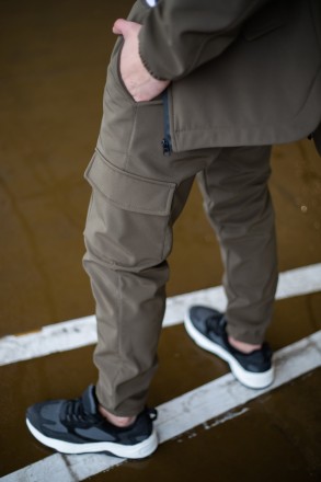 Чоловічі тактичні штани Softshell теплі військові штани на флісі з кишенями армі. . фото 6