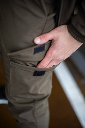 Чоловічі тактичні штани Softshell теплі військові штани на флісі з кишенями армі. . фото 9