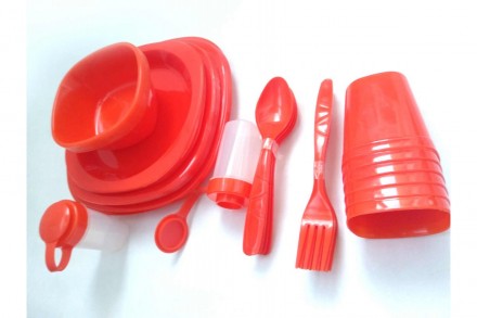 Набір для пікніка 48 предметів OM-48 ЧервонийНабір туристичного посуду призначен. . фото 4