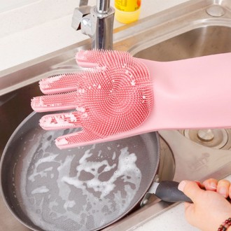 Відмінний аксесуар для миття та прибирання - рукавички Magic Silicone Gloves із . . фото 6