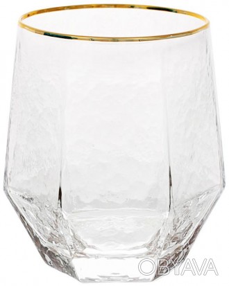 Набор 4 стеклянных стакана Monaco с тонким золотым кантом - необычная форма не о. . фото 1