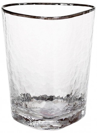 Набор 4 стеклянных стакана Monaco с тонким серебряным кантом - необычная форма н. . фото 2