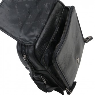 Мужская сумка, планшетка кожаная через плечо Giorgio Ferretti черная 
207HJ001
О. . фото 6