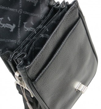 Вертикальная мужская кожаная барсетка, сумка Giorgio Ferretti черная 
EF172 blac. . фото 10