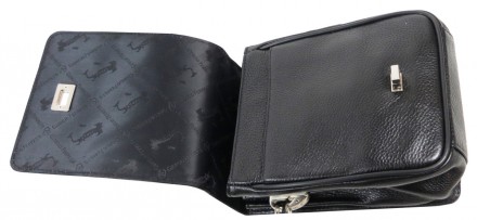 Вертикальная мужская кожаная барсетка, сумка Giorgio Ferretti черная 
EF172 blac. . фото 8