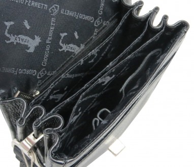 Вертикальная мужская кожаная барсетка, сумка Giorgio Ferretti черная 
EF172 blac. . фото 9