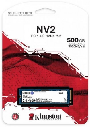 Накопичувач SSD 500GB M.2 NVMe Kingston NV2 M.2 2280 PCIe Gen4.0 x4 
 
Отправка . . фото 5