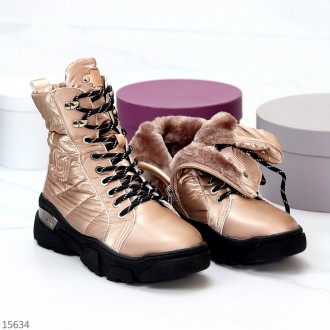 Крутые легкие женские зимние бронзовые ботинки дутики плащевка цвет на выбор. Одесса. фото 1