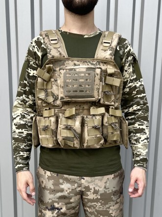 
Штурмовой жилет с открытым карманом и тактической баллистической пластиной с од. . фото 3